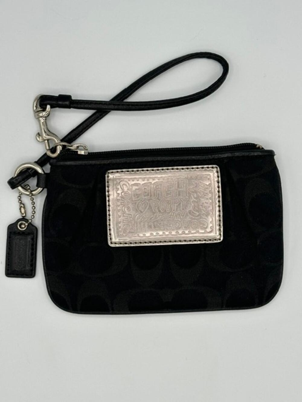 Coach Poppy Black Silver Y2K Vintage Wristlet VGUC
